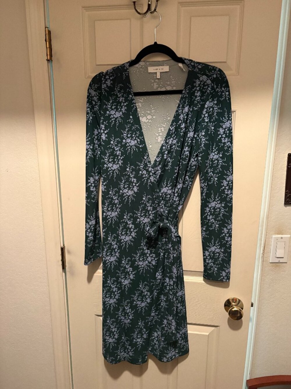 Lark & Ro Long-Sleeve V-Neck Matte Jersey Wrap Dress